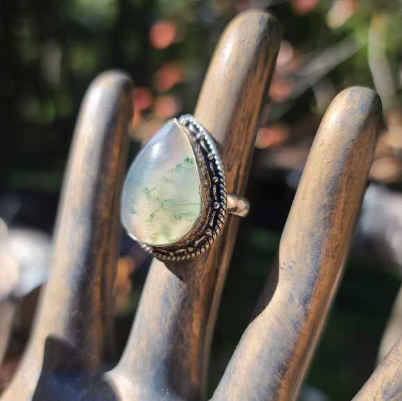 46k moss agate sterling ring sz7 - Picture 9 of 9